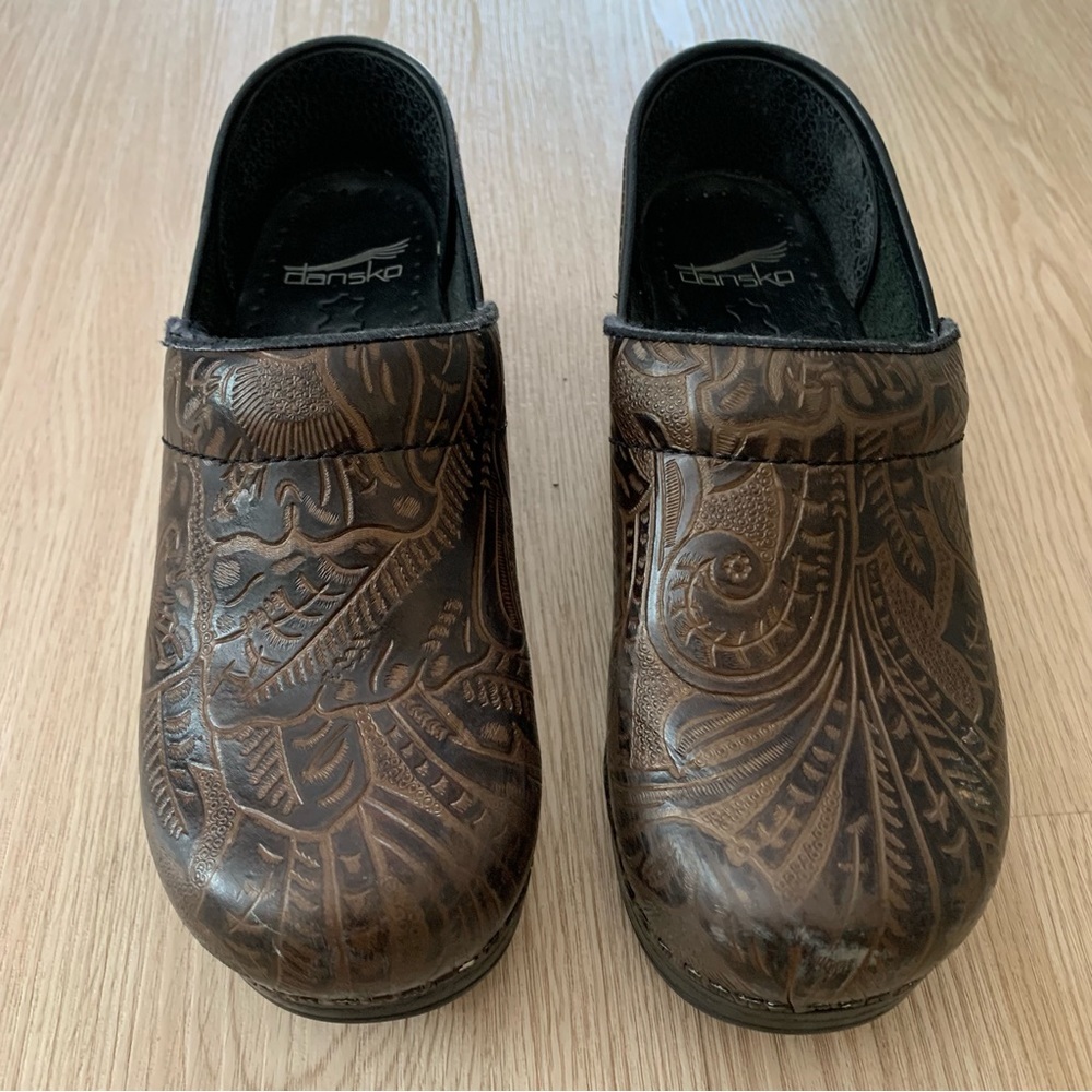 Dansko Embossed Floral Print Slip On Slide In Clo… - image 1